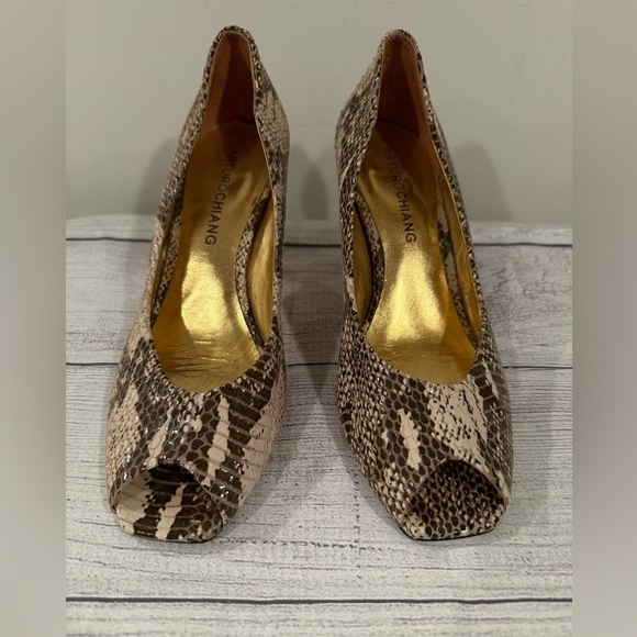 ARTURO CHIANG Women's Snakeskin Peep Toe Heels/size 7 - Picture 15 of 15